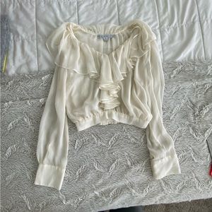 Silky romantic ruffle collar blouse